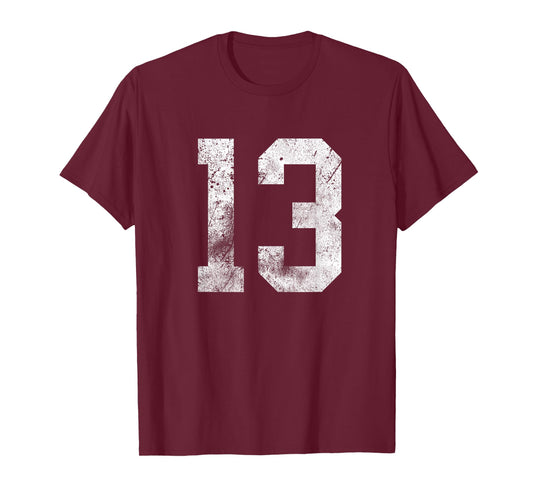 13 Cool Distressed Birthday Lucky Number Player 13th T-Shirt