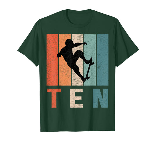 10th Birthday Retro Skateboard Skater Boys Kids 10 Years Old T-Shirt